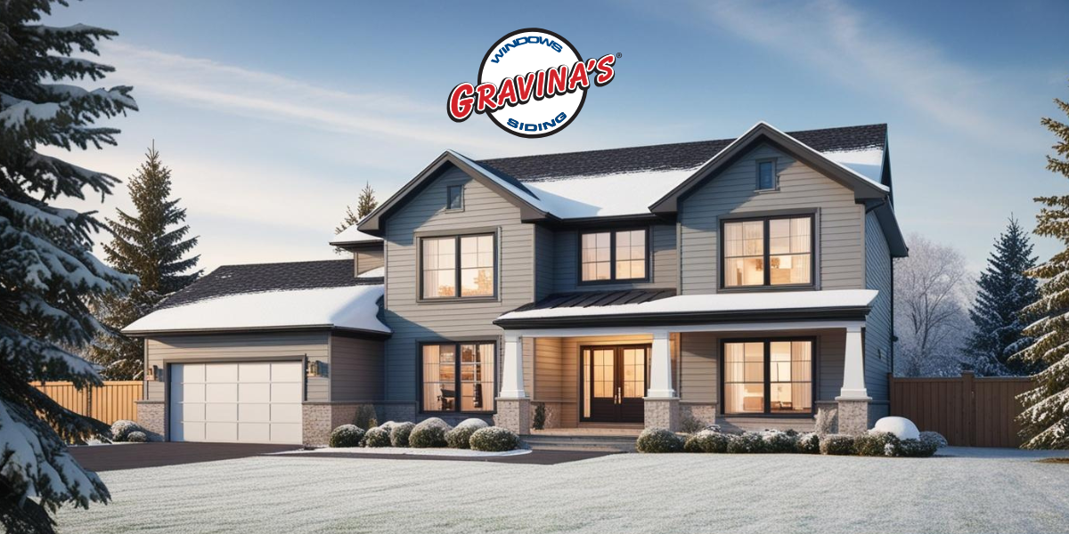 House exterior with snow.