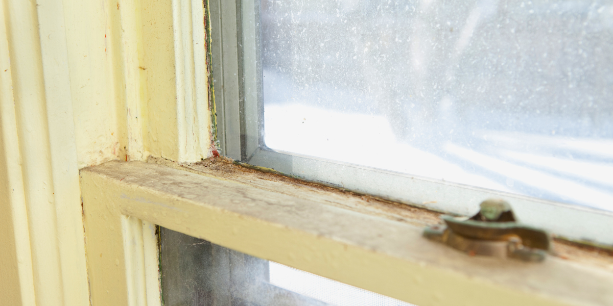 Old cracked corner of a window.
