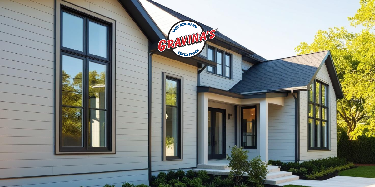 House exterior with beautiful siding, windows, and doors