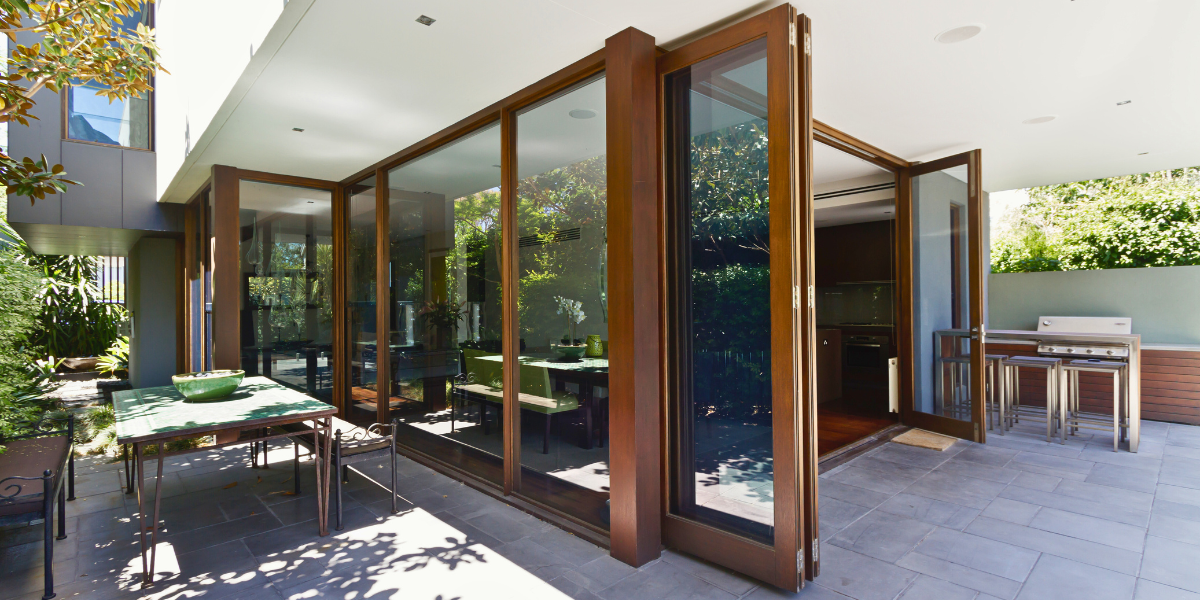 Folding door from living room to backyard
