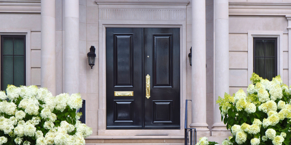 Modern black door.
